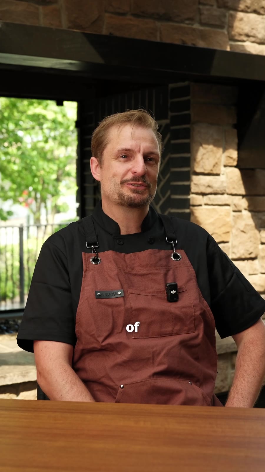Chef speaking on camera in a vertical restaurant Reel